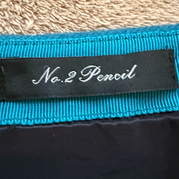 New J. Crew Blue Double Serge Wool Lined Back Zip No. 2 Pencil Skirt Size 0 - Picture 5 of 9